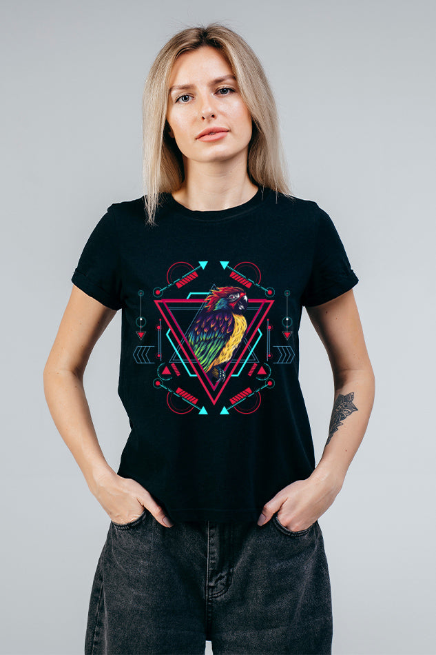 Triangle Sparrow - Women's Round Neck Half Sleeve T-Shirt