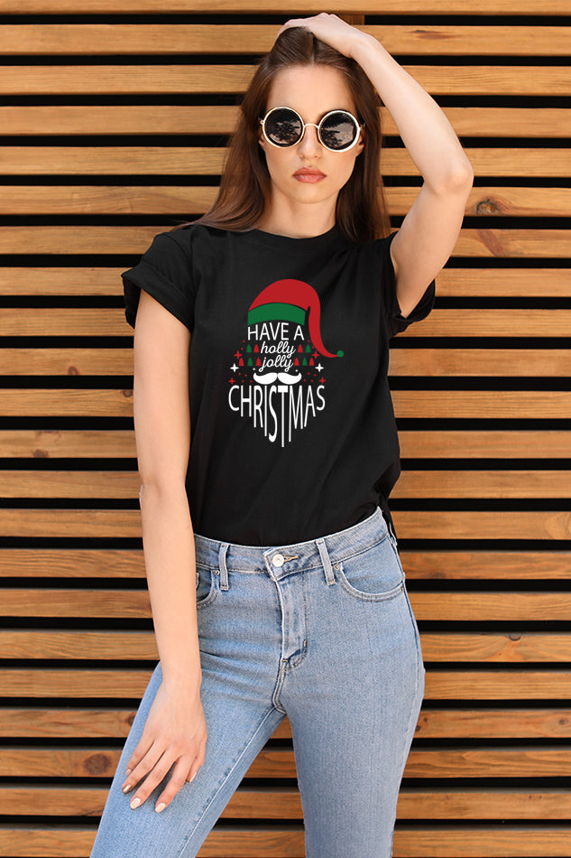 Holly Jolly Christmas (Christmas Edition) - Women's Round Neck Half Sleeve T-Shirt