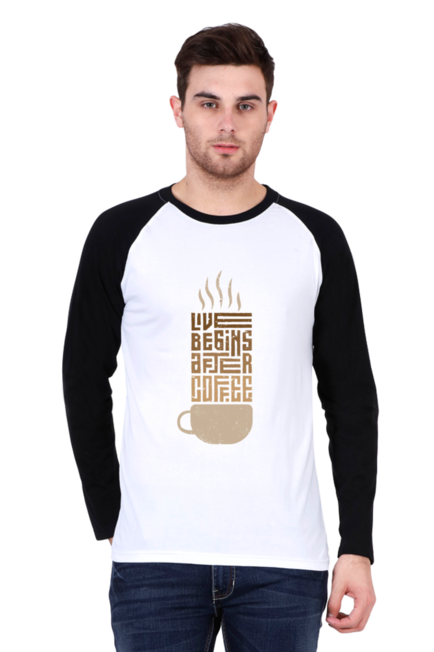 Live Begins After Coffee - Men's Raglan Full Sleeve T-Shirt