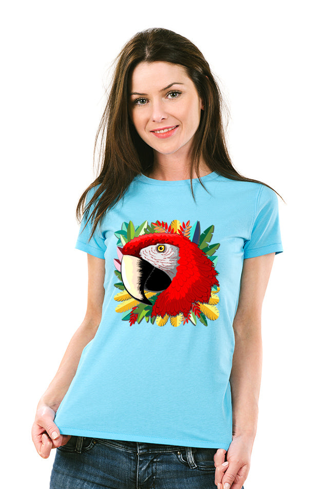 Red Parrot - Women's Round Neck Half Sleeve T-Shirt