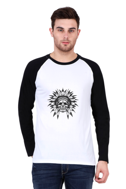 Skull Indian - Men's Raglan Full Sleeve T-Shirt