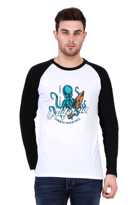 Surfing Octopus - Men's Raglan Full Sleeve T-Shirt