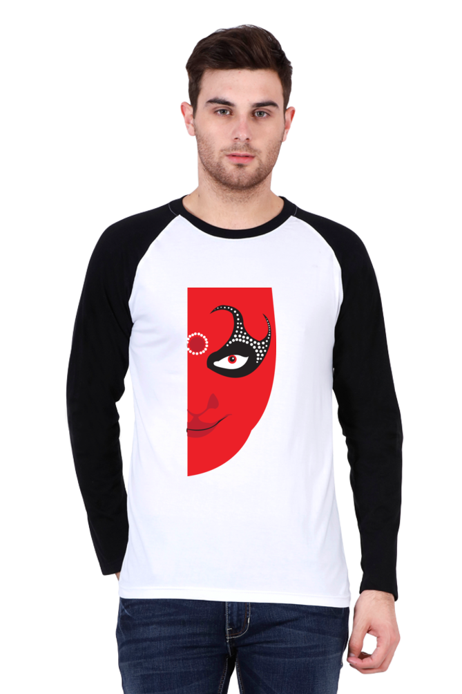 Half Head Theyyam - Men's Raglan Full Sleeve T-Shirt