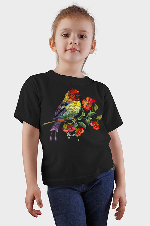 Solo Bird - Kid's Round Neck Half Sleeve T-Shirt (Girls)