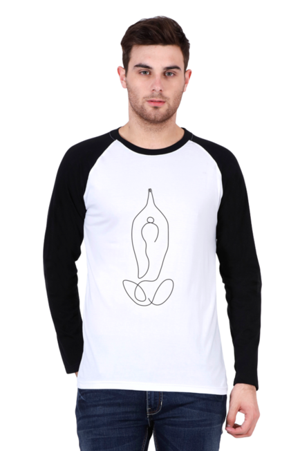 Yoga Line Art - Men's Raglan Full Sleeve T-Shirt