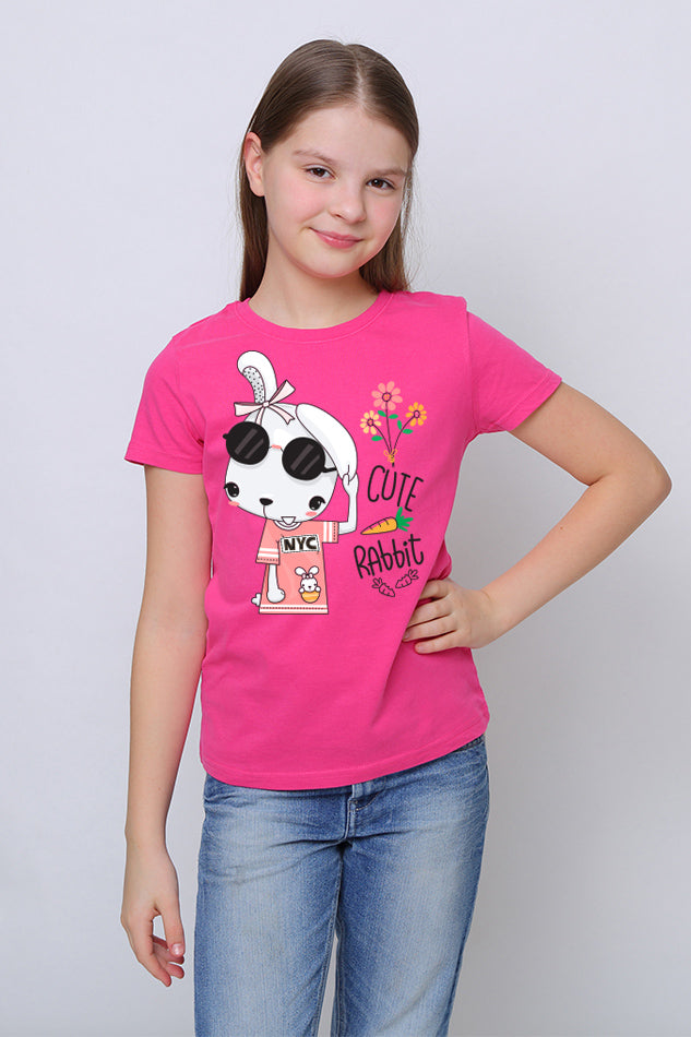 NYC Rabbit - Kid's Round Neck Half Sleeve T-Shirt (Girls)