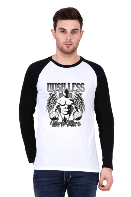 Wishless Work More - Men's Raglan Full Sleeve T-Shirt