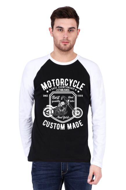 Motorcycle Custom White - Men's Raglan Full Sleeve T-Shirt