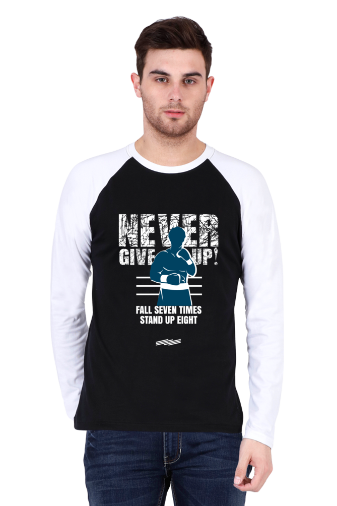 Never Give Up - Men's Raglan Full Sleeve T-Shirt