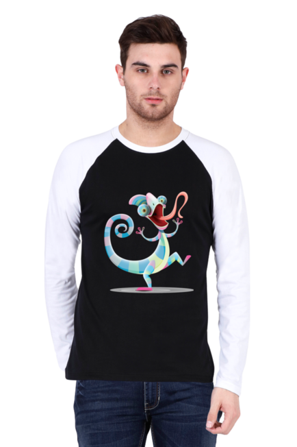 Psychedelic Chameleon - Men's Raglan Full Sleeve T-Shirt