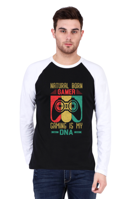 Natural Born Gamer - Men's Raglan Full Sleeve T-Shirt