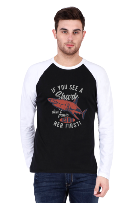 Just Bite Shark  - Men's Raglan Full Sleeve T-Shirt