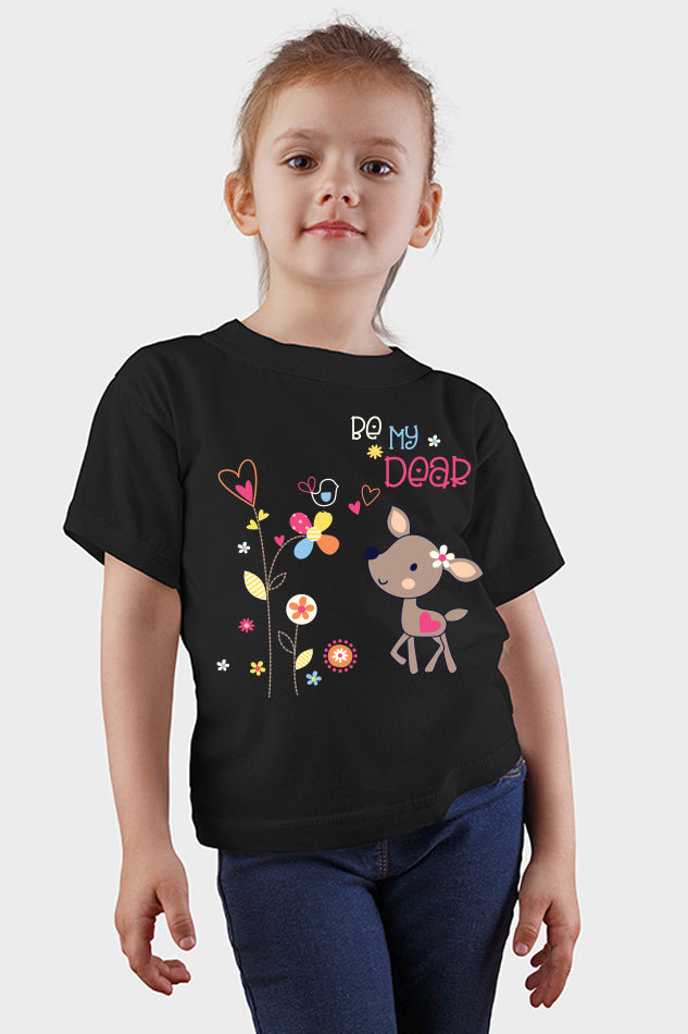 My Dear Deer - Kid's Round Neck Half Sleeve T-Shirt (Girls)