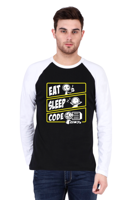 Eat Sleep Code - Men's Raglan Full Sleeve T-Shirt