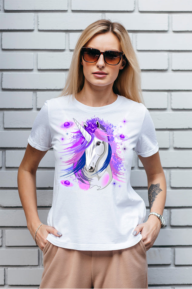 Purple Unicorn - Women's Round Neck Half Sleeve T-Shirt