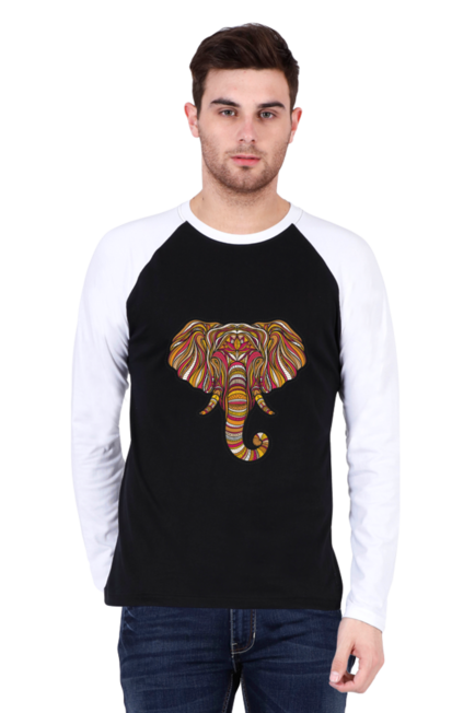 Afro Elephant - Men's Raglan Full Sleeve T-Shirt