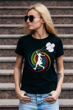 Load image into Gallery viewer, Rainbow Cyclotron and Girl - Women&#39;s Round Neck Half Sleeve T-Shirt
