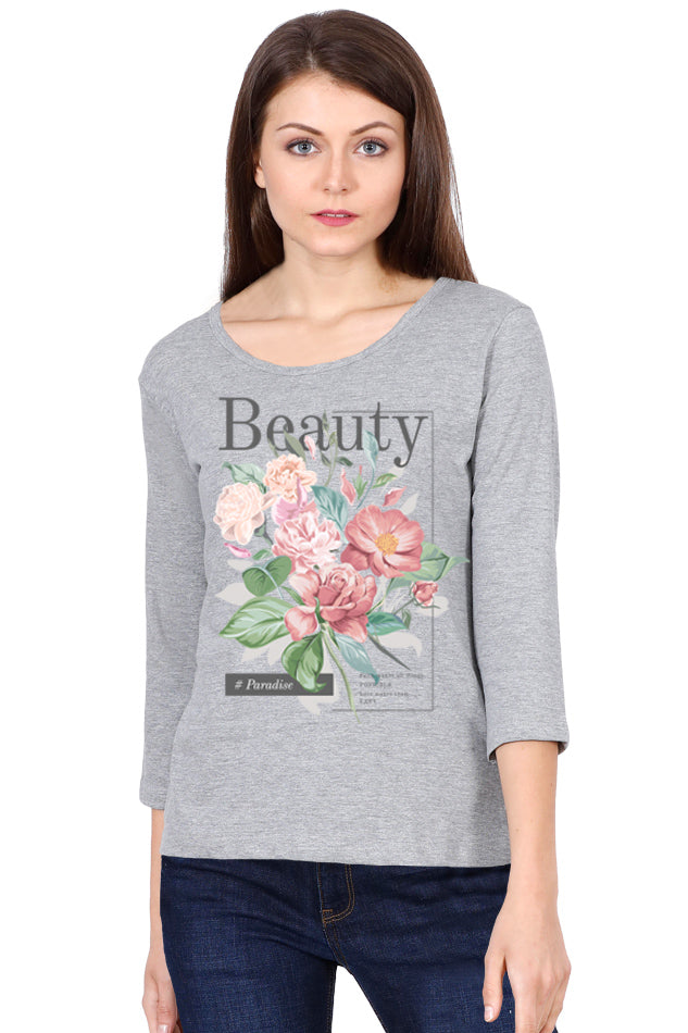 Beauty Paradise - Women's Round Neck Full Sleeve T-Shirt