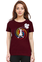 Load image into Gallery viewer, Rainbow Cyclotron and Girl - Women&#39;s Round Neck Half Sleeve T-Shirt
