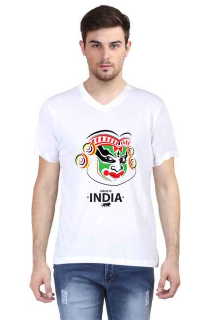 Kathakali Made in India - Men's V-Neck Half Sleeve T-Shirt