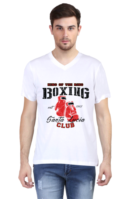 Boxing-Men's V-Neck Half Sleeve T-Shirt