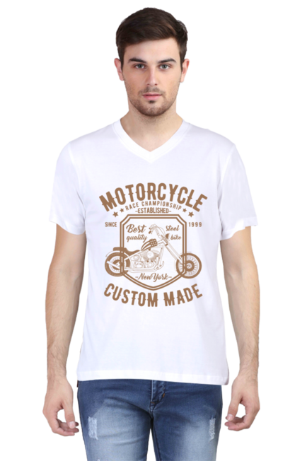 Motorcycle Custom Golden - Men's V-Neck Half Sleeve T-Shirt