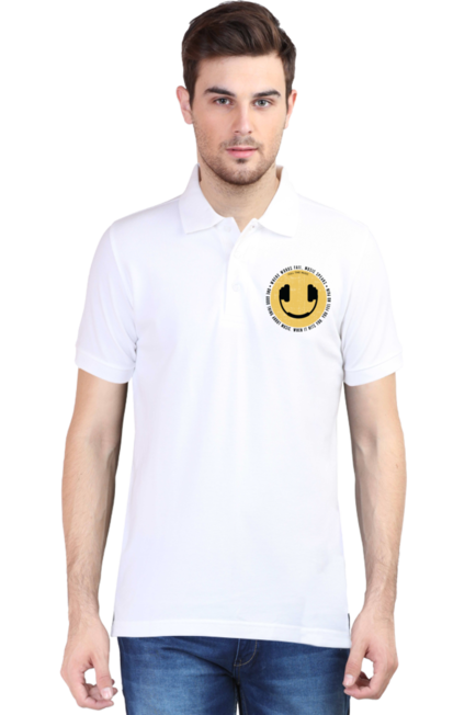 Headphone Black - Men's Polo Half Sleeve T-Shirt