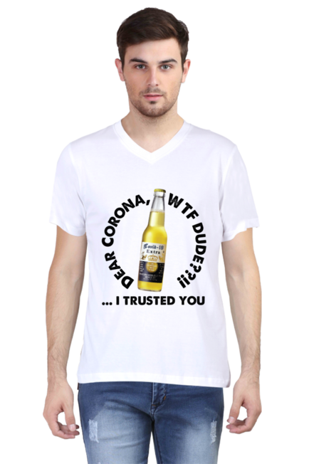 Corona WTF-Men's V-Neck Half Sleeve T-Shirt