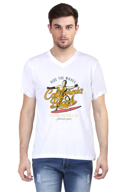 California Beach - Men's V-Neck Half Sleeve T-Shirt