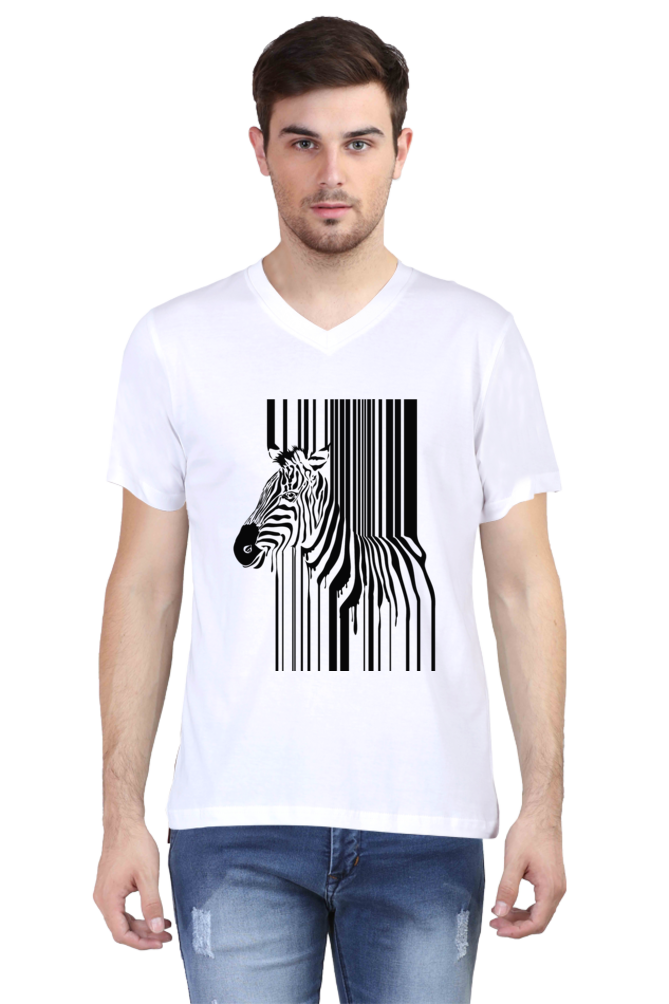 Line Zebra - Men's V-Neck Half Sleeve T-Shirt