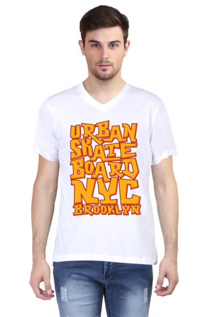 Urban Skate Board NYC-Men's V-Neck Half Sleeve T-Shirt