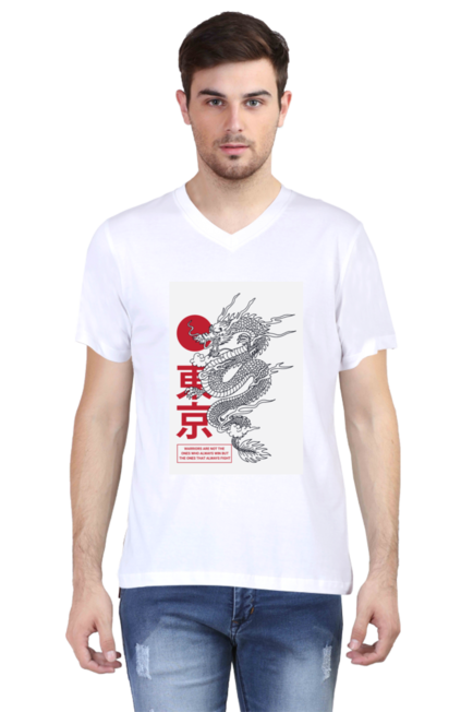 Fighting Dragon - Men's V-Neck Half Sleeve T-Shirt