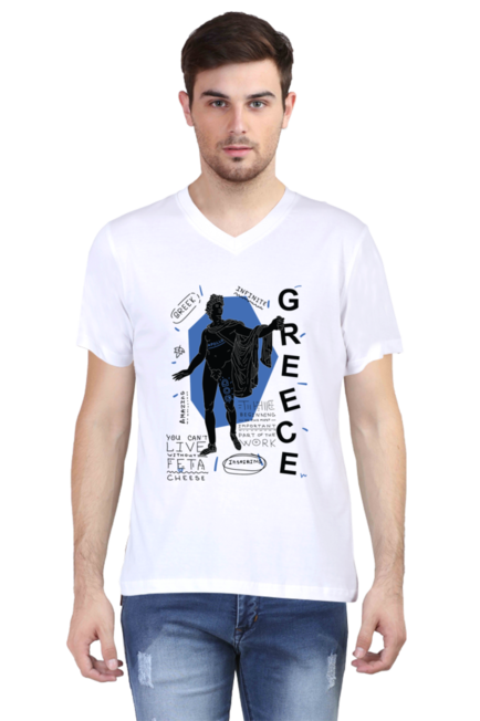 Inspiring Greece - Men's V-Neck Half Sleeve T-Shirt