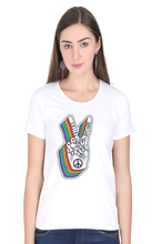 Load image into Gallery viewer, Peace Hand Gesture Sign -  Women&#39;s Round Neck Half Sleeve T-Shirt
