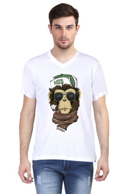 Weed Monkey-Men's V-Neck Half Sleeve T-Shirt