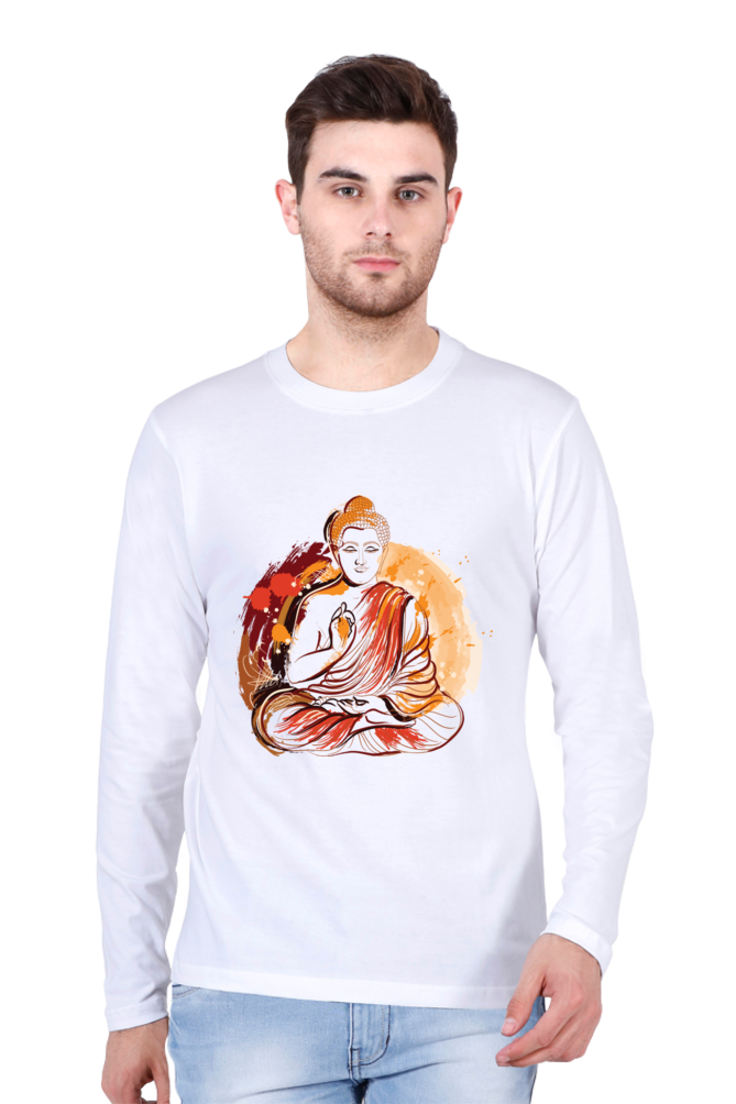 Meditating Buddha - Men's Round Neck Full Sleeve T-Shirt