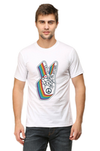 Load image into Gallery viewer, Peace Hand Gesture Sign - Men&#39;s Round Neck Half Sleeve T-Shirt
