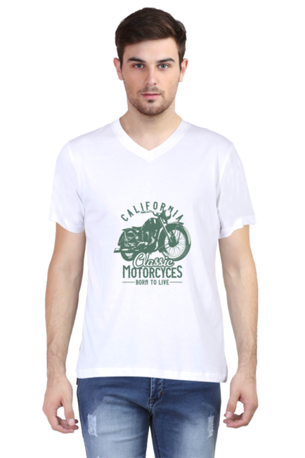 California Classic Motorcycles - Men's V-Neck Half Sleeve T-Shirt