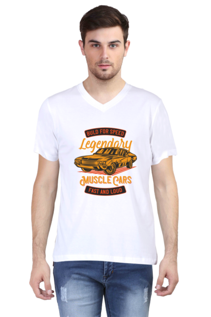 Legendary Muscle Cars - Men's V-Neck Half Sleeve T-Shirt