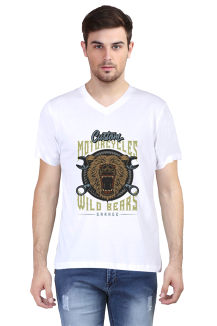 Wild Bears Garage - Men's V-Neck Half Sleeve T-Shirt