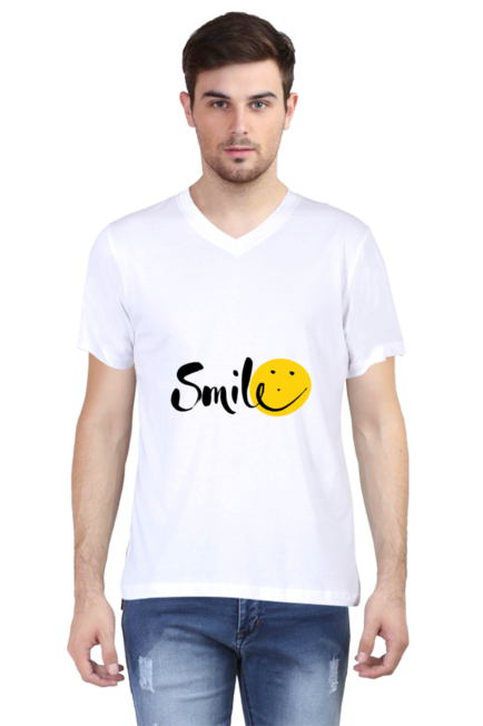 Smile -  Men's V-Neck Half Sleeve T-Shirt