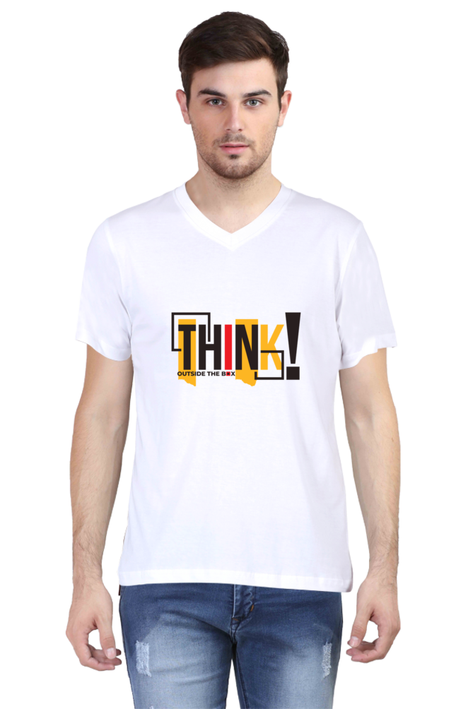 Think Outside The Box - Men's V-Neck Half Sleeve T-Shirt