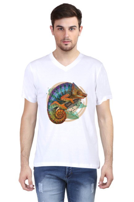 Chameleon Creation - Men's V-Neck Half Sleeve T-Shirt