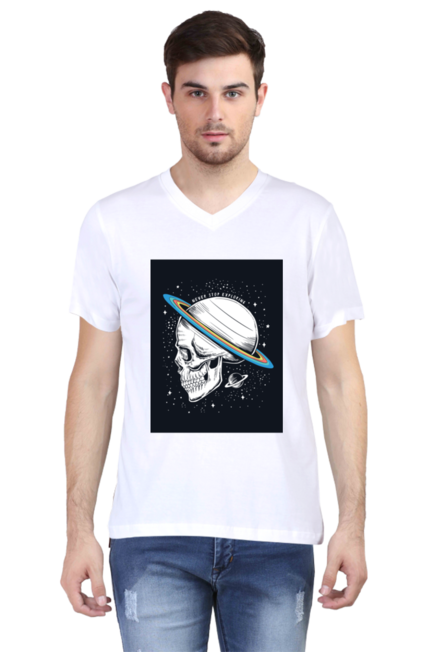 Skull Jupiter - Men's V-Neck Half Sleeve T-Shirt