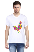 Load image into Gallery viewer, Triangle Rooster - Men&#39;s V-Neck Half Sleeve T-Shirt
