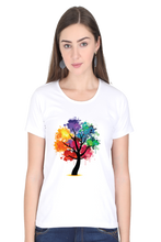 Load image into Gallery viewer, Canvas Painted Tree - Women&#39;s Round Neck Half Sleeve T-Shirt
