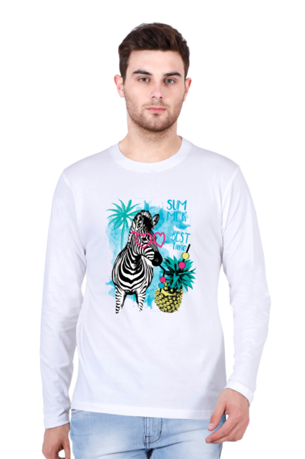 Summer Zebra - Men's Round Neck Full Sleeve T-Shirt