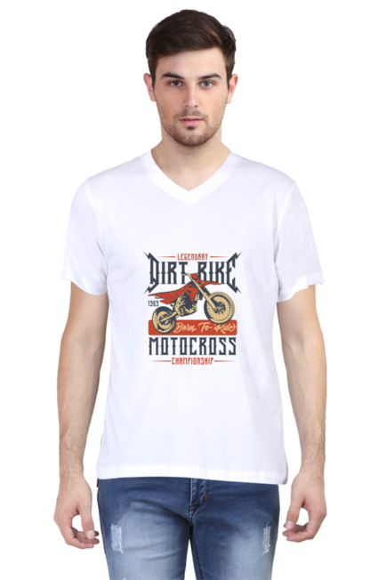 Dirt Bike Motocross - Men's V-Neck Half Sleeve T-Shirt