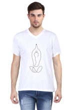 Load image into Gallery viewer, Yoga Line Art - Men&#39;s V-Neck Half Sleeve T-Shirt
