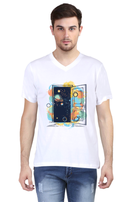 Door to Space - Men's V-Neck Half Sleeve T-Shirt